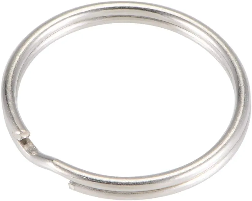 uxcell Split Key Ring 23mm Open Jump Connector for Lanyard Zipper Handbag, Nickel Plated Iron, Pack of 100