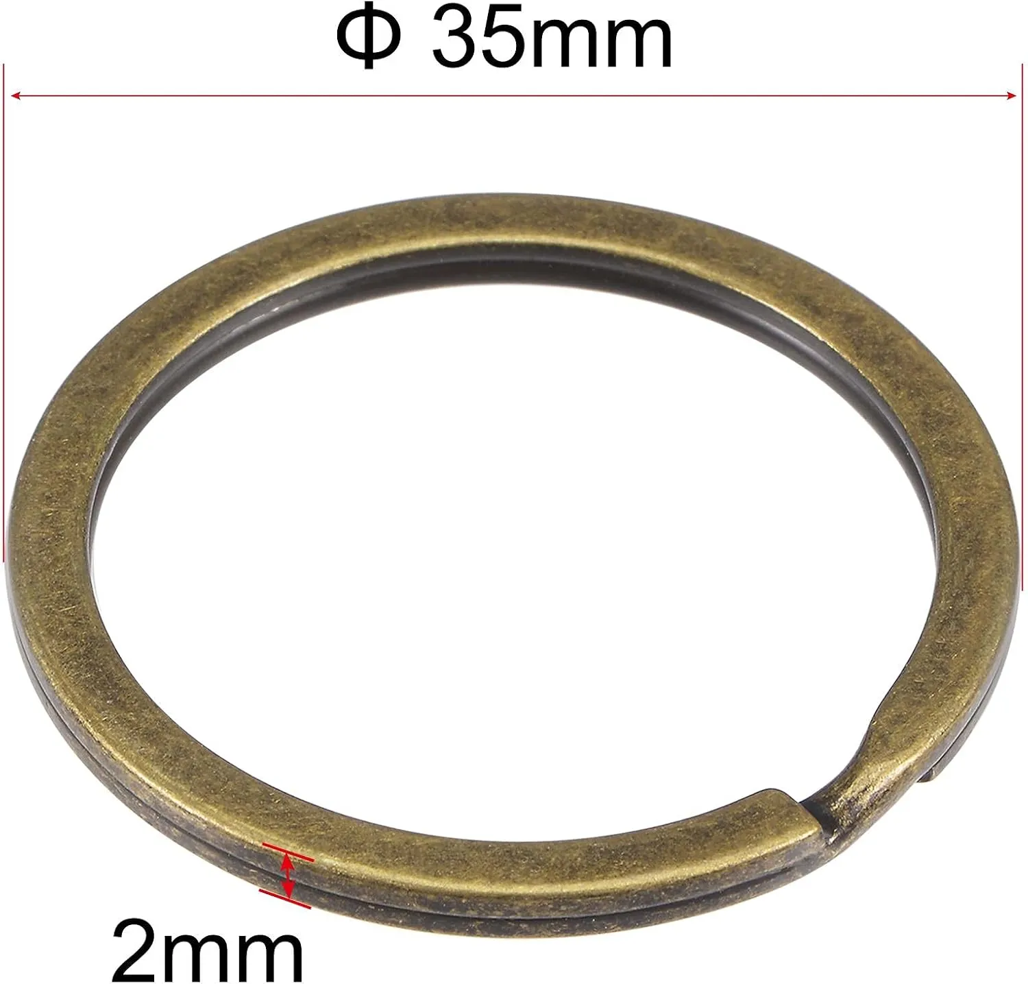 uxcell Split Key Rings 35mm Open Flat Jump Connector for Lanyard Zipper Handbag, Electroplated Iron, Pack of 30