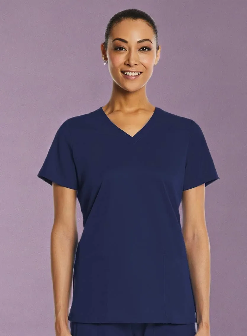 V-Neck Scrub Top for Women 2 Pocket 4-Way Stretch for Medical Dental Spa EL9105