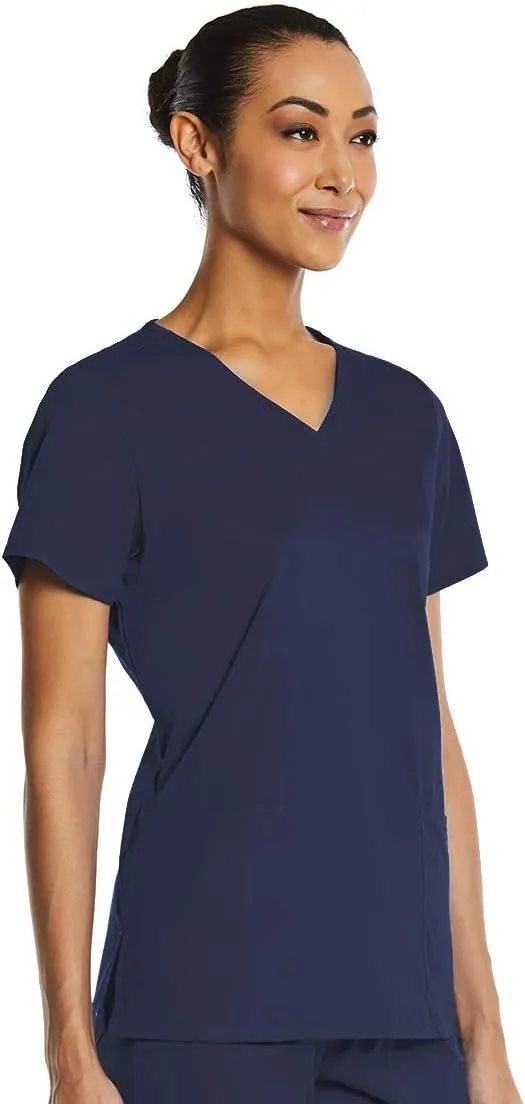 V-Neck Scrub Top for Women 2 Pocket 4-Way Stretch for Medical Dental Spa EL9105
