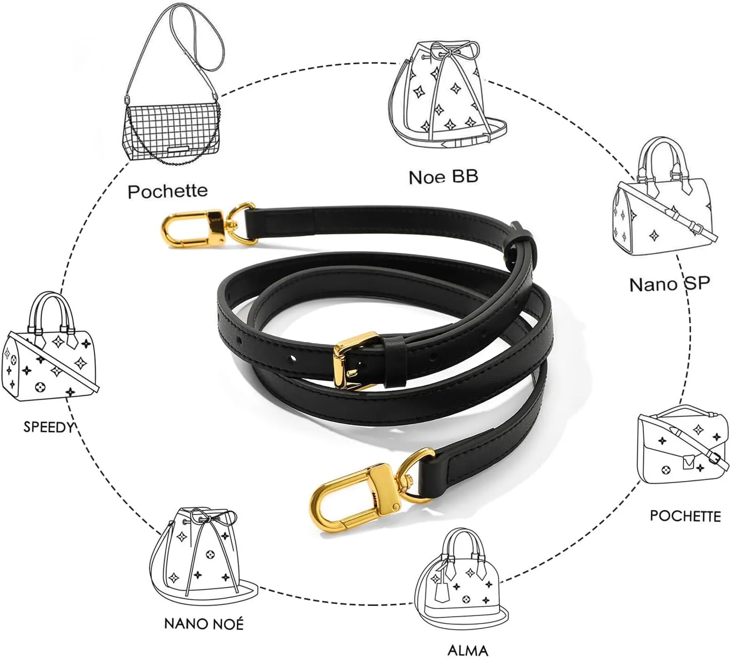 Vachetta Leather Replacement Adjustable Shoulder Strap for L V Handbag Replacement Bag Strap