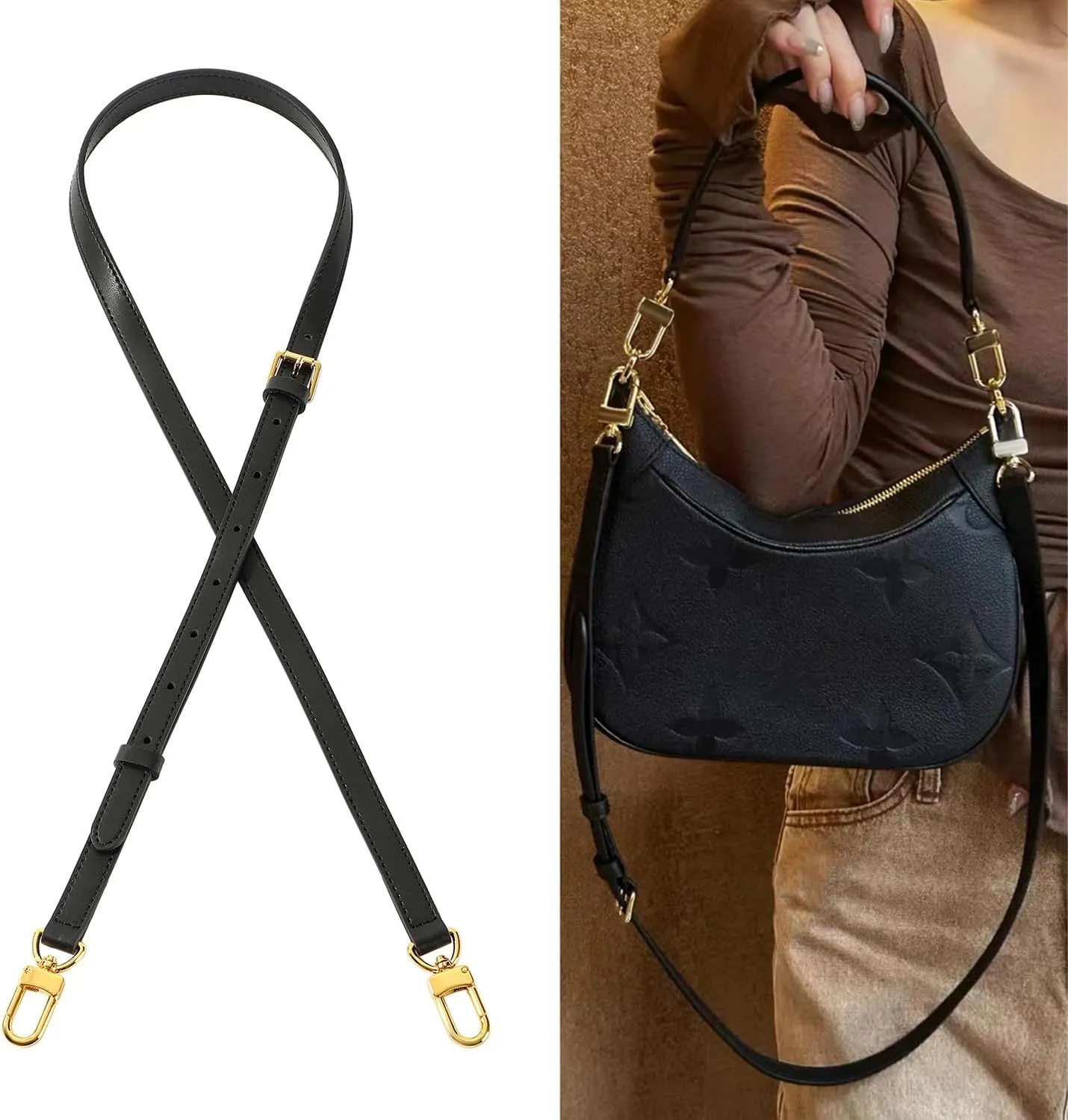 Vachetta Leather Replacement Adjustable Shoulder Strap for L V Handbag Replacement Bag Strap