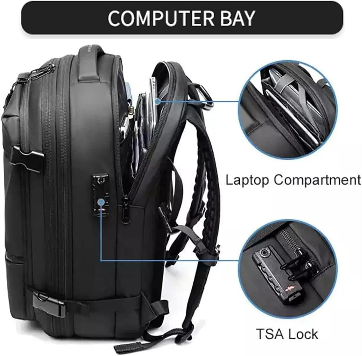 Vacspace Backpack, Vacspace Travel Bag with Vacuum, 40-60l Expandable Multifunctional Waterproof Anti-Theft Pack (Black-2.0)