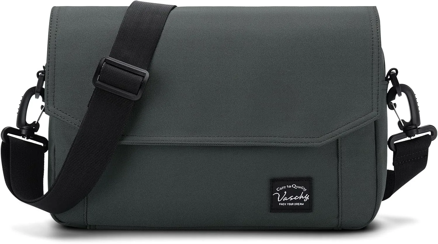 VASCHY Lightweight Messenger Bag for Men, Medium Classic Crossbody Flap Casual Satchel Crossbody Courier Bag for Men