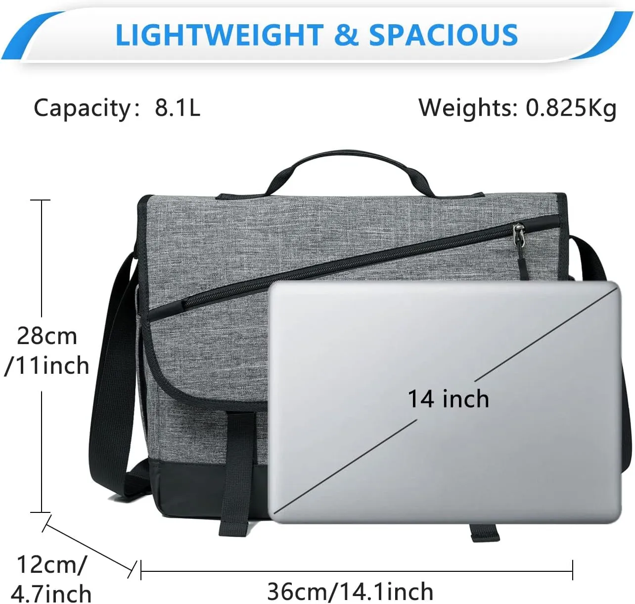 VASCHY Messenger Bag for Men, Fashion Laptop Satchel Crossbody Shoulder Side Bag for Men and Women for Work,Business