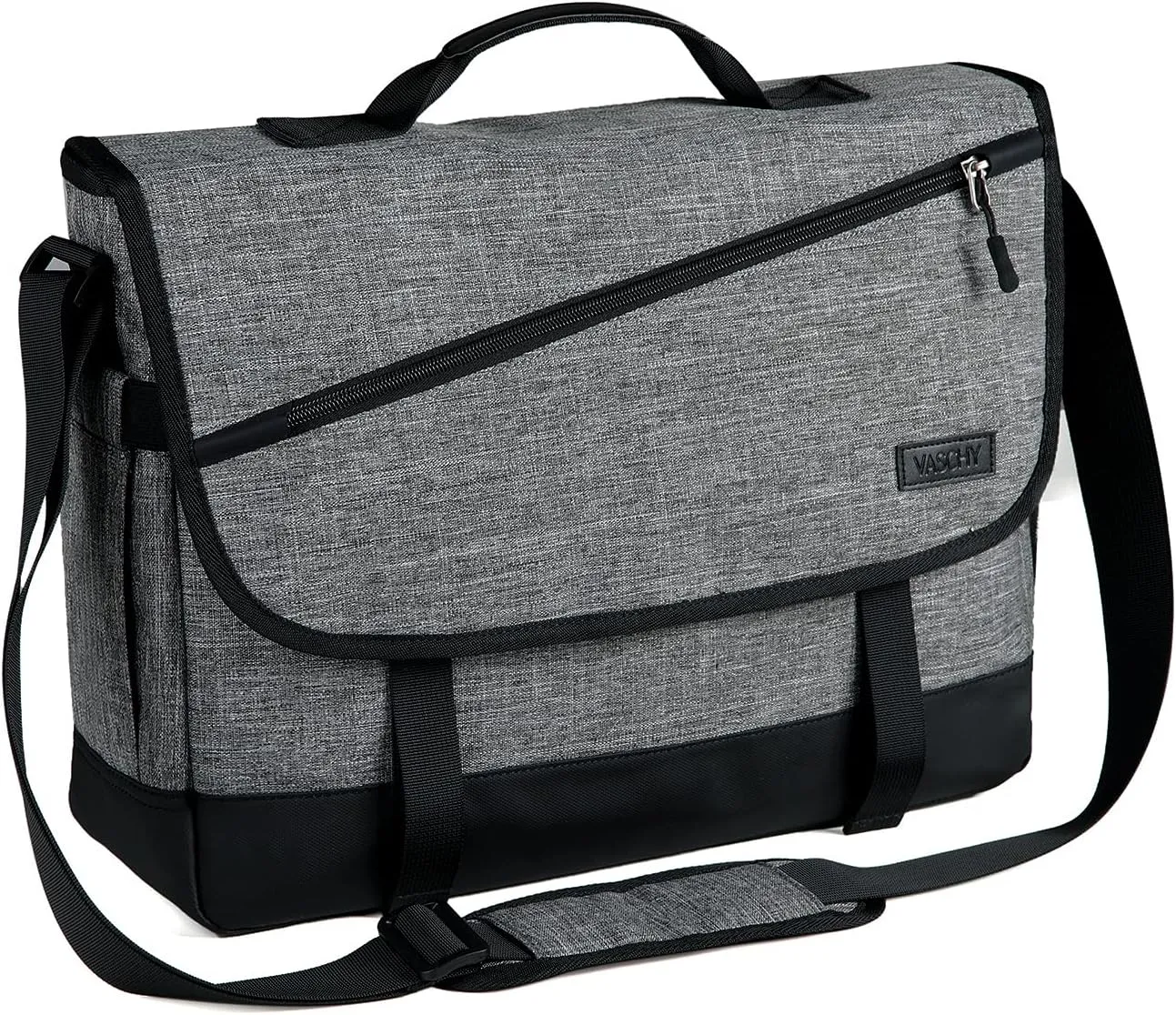 VASCHY Messenger Bag for Men, Fashion Laptop Satchel Crossbody Shoulder Side Bag for Men and Women for Work,Business