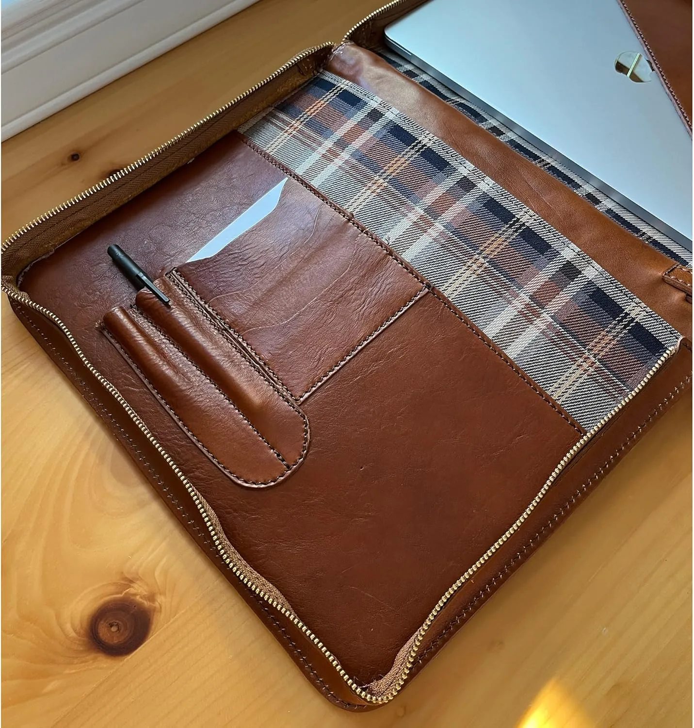 Venezia Full Grain Leather Laptop Case Portfolio Briefcase Attache