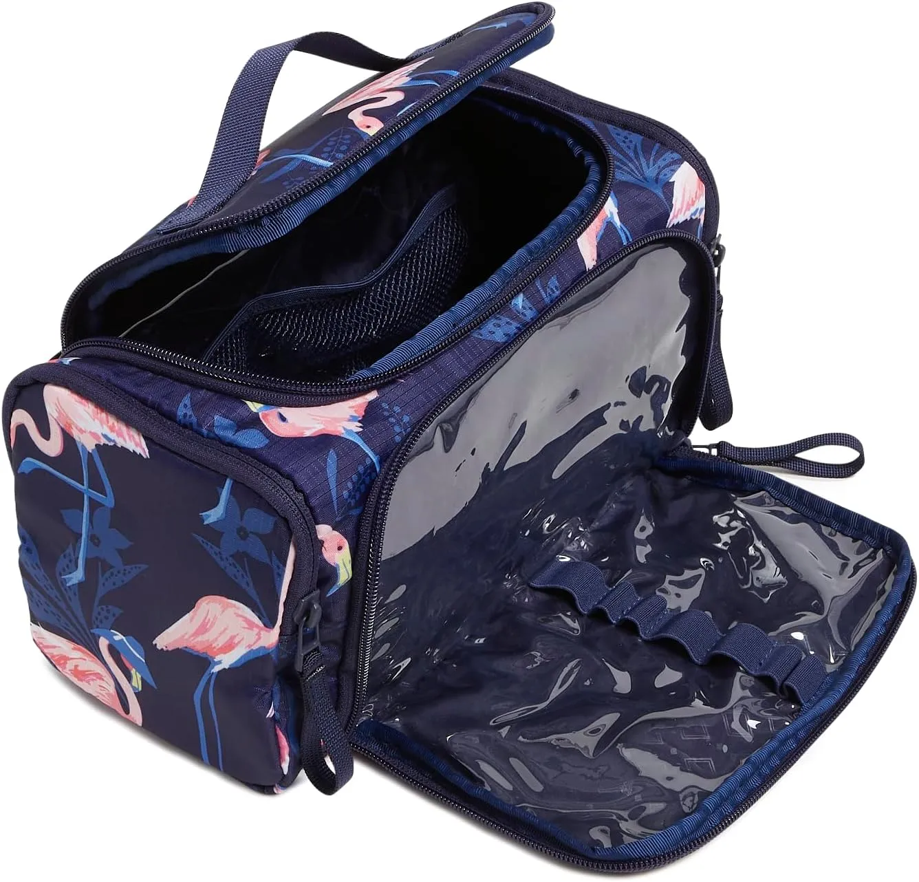 Vera Bradley Ripstop Large Travel Cosmetic Makeup Organizer Bag, Flamingo Party