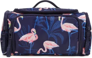 Vera Bradley Ripstop Large Travel Cosmetic Makeup Organizer Bag, Flamingo Party