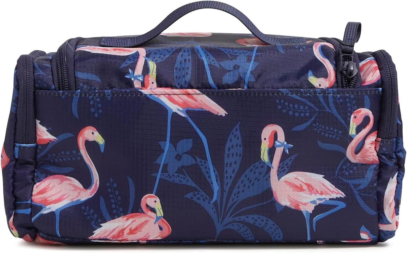 Vera Bradley Ripstop Large Travel Cosmetic Makeup Organizer Bag, Flamingo Party