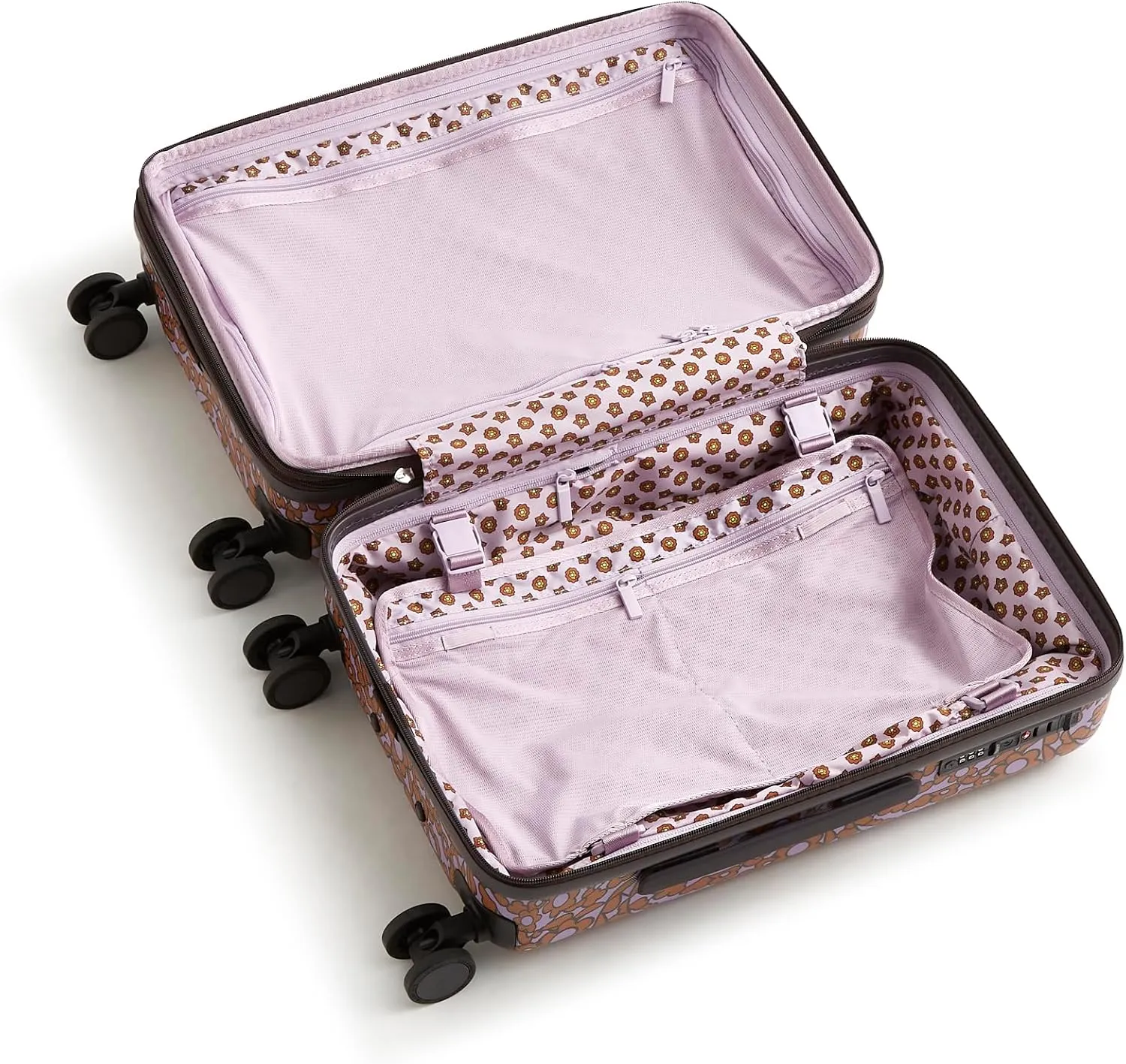 Vera Bradley Women's Hardside Luggage 22 Inch Adair Spinner, Tiny Garden Lavender Frost, One Size