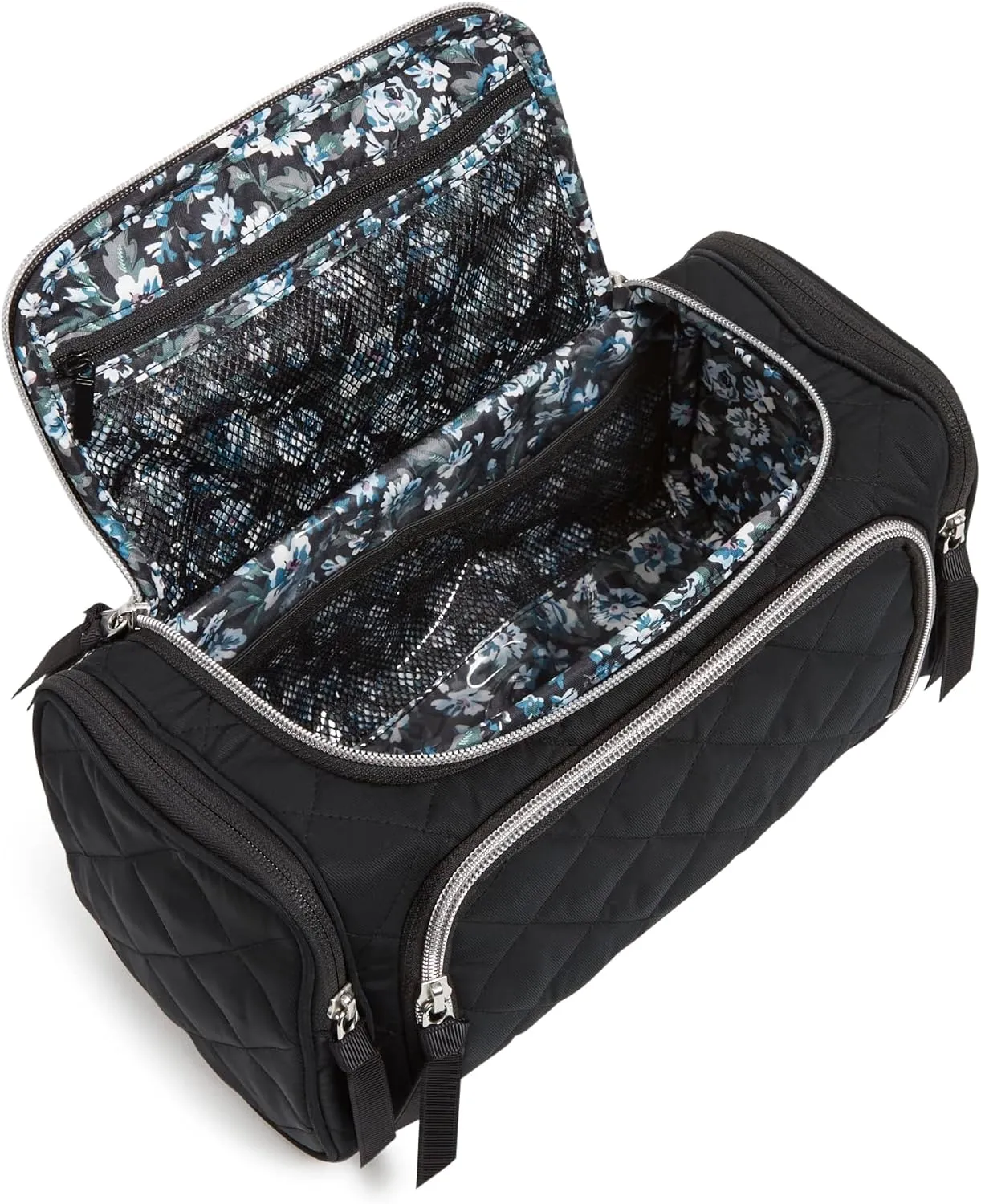 Vera Bradley Women's Performance Twill Large Travel Cosmetic Makeup Organizer Bag, Black, One Size