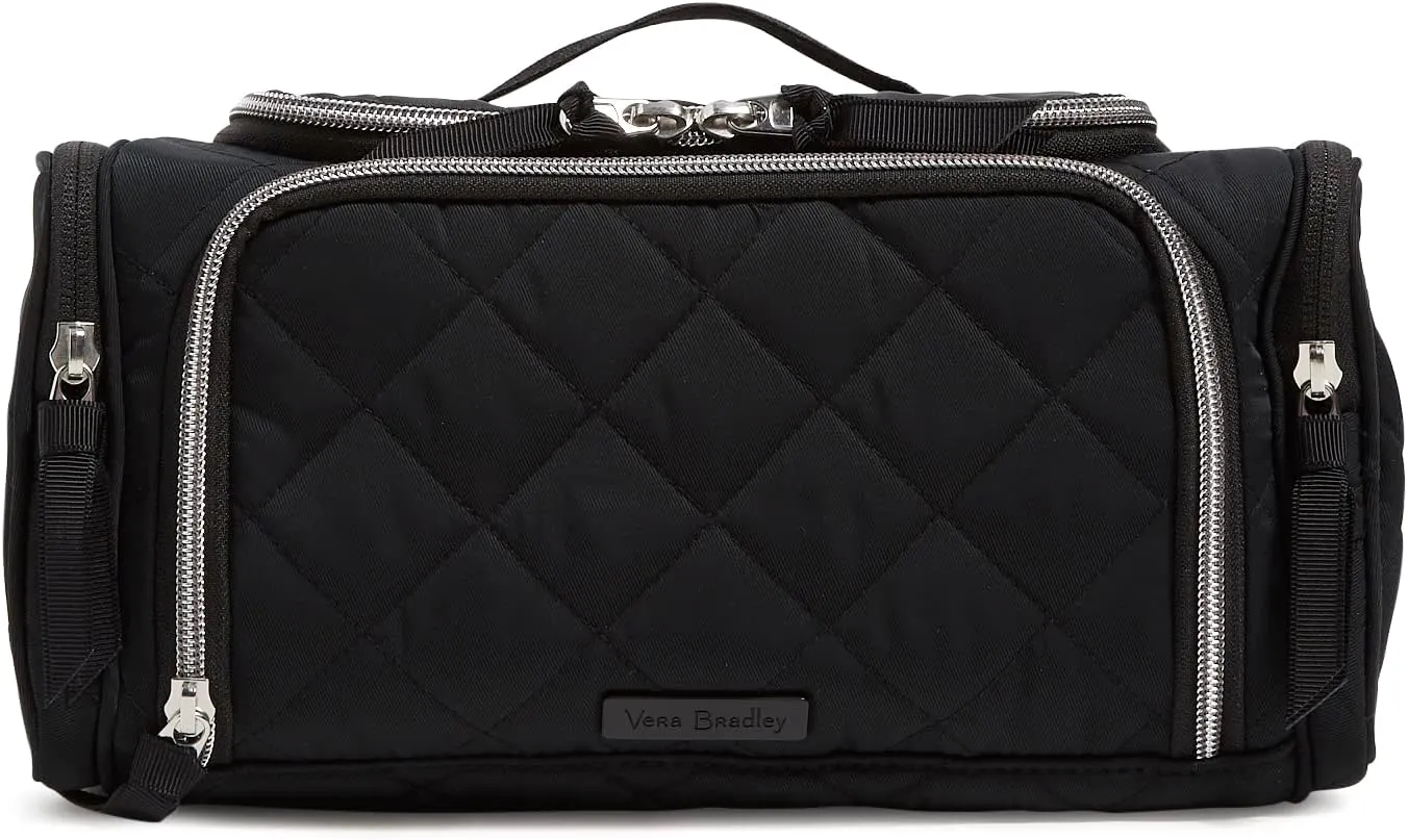 Vera Bradley Women's Performance Twill Large Travel Cosmetic Makeup Organizer Bag, Black, One Size