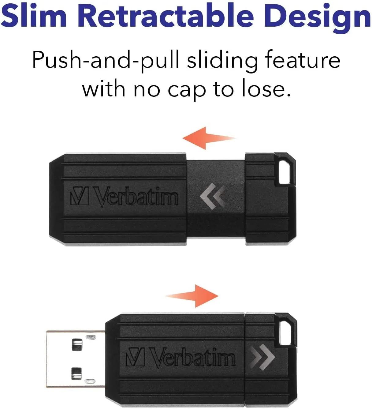 Verbatim 32GB PinStripe Retractable USB 2.0 Flash Thumb Drive with Microban Antimicrobial Product Protection – Business 10pk – Black