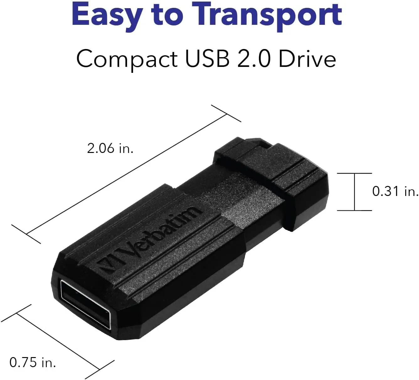 Verbatim 32GB PinStripe Retractable USB 2.0 Flash Thumb Drive with Microban Antimicrobial Product Protection – Business 10pk – Black