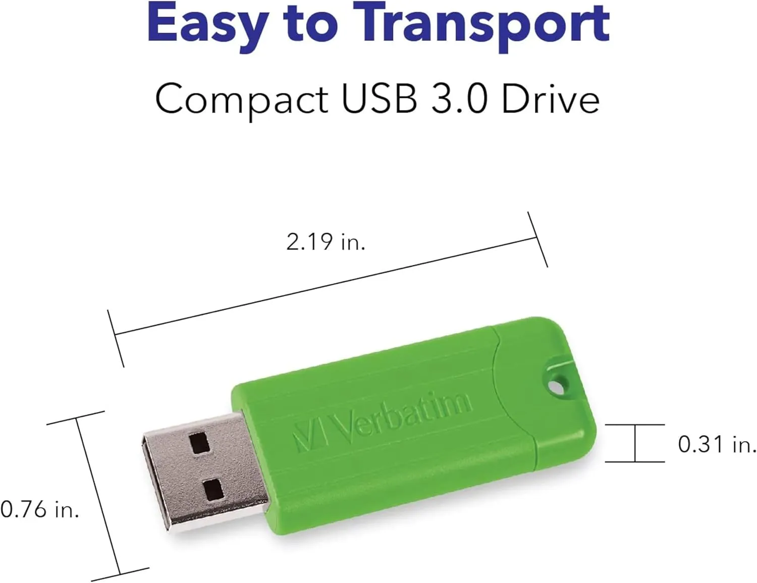 Verbatim 64GB Pinstripe USB 3.2 Gen 1 Flash Drive Retractable Thumb Drive - 5 Pack - Multicolor (Green, Blue, Red, Purple, Cyan)