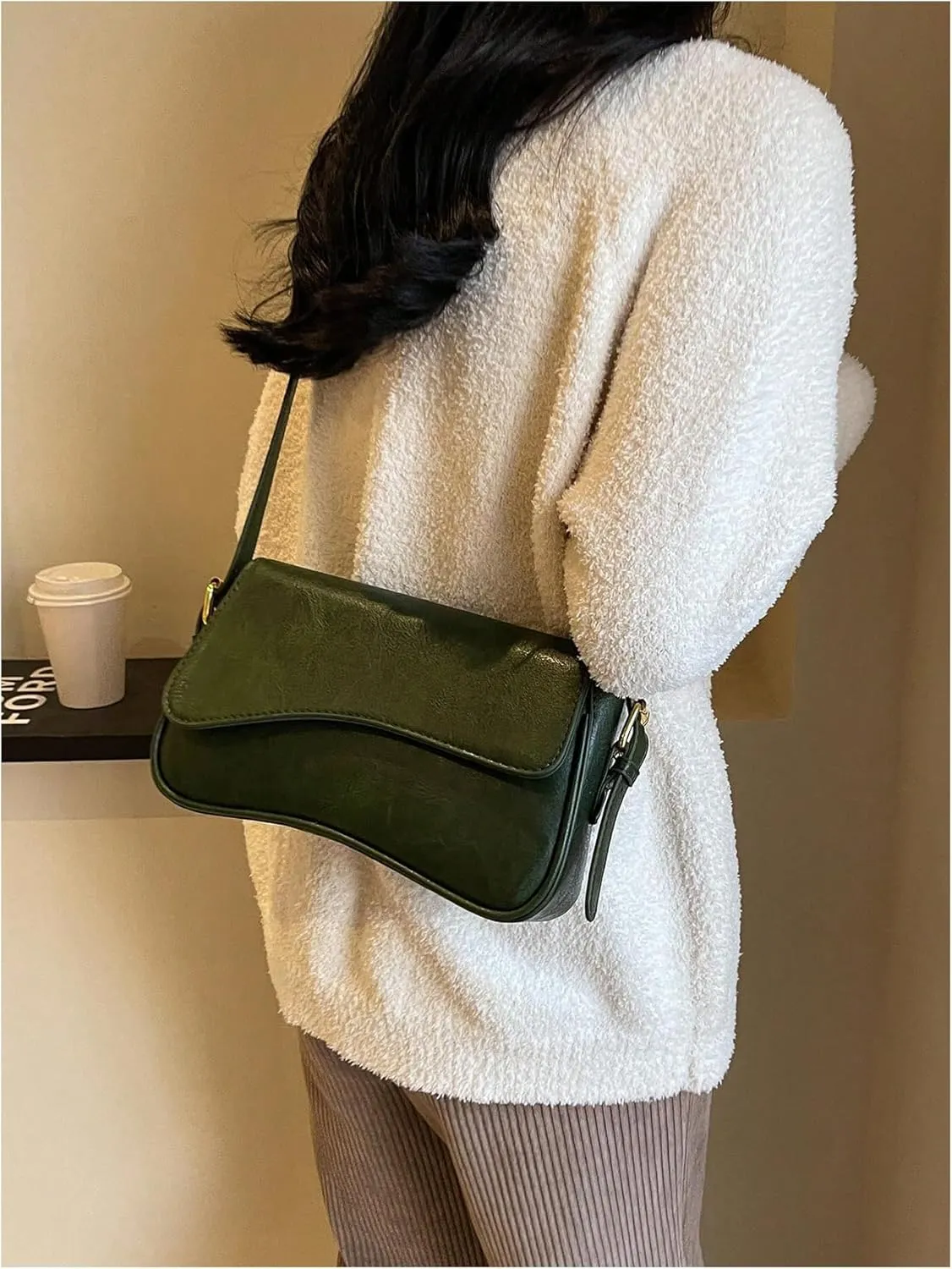 Verdusa Women's Leather Shoulder Bag Clutch Purses Trendy Hobo Crossbody Handbags Y2K Saddle Flap Underarm Purse