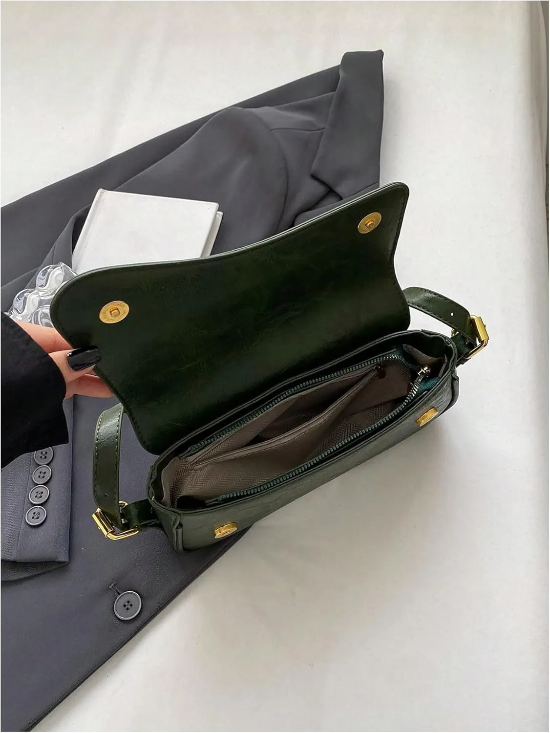Verdusa Women's Leather Shoulder Bag Clutch Purses Trendy Hobo Crossbody Handbags Y2K Saddle Flap Underarm Purse