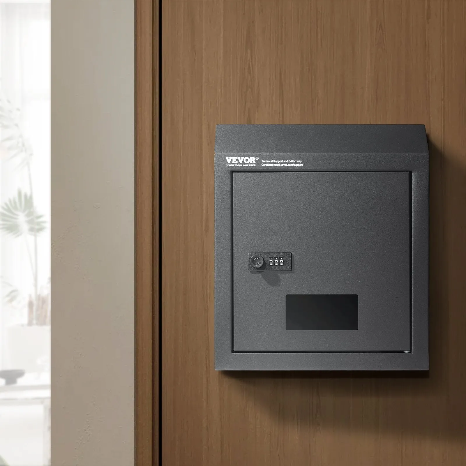 VEVOR Through The Door Key Drop Box, Heavy Duty Steel Through the Door Mailbox with 12" Combination Lock, Mail Drop Box, Dark Gray