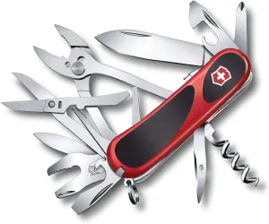 Victorinox Evolution S557 Grip Swiss Army Knife, 21 Functions, Swiss Made Pocket Knife with Large Blade, Screwdriver and Wire Stripper - Red/Black