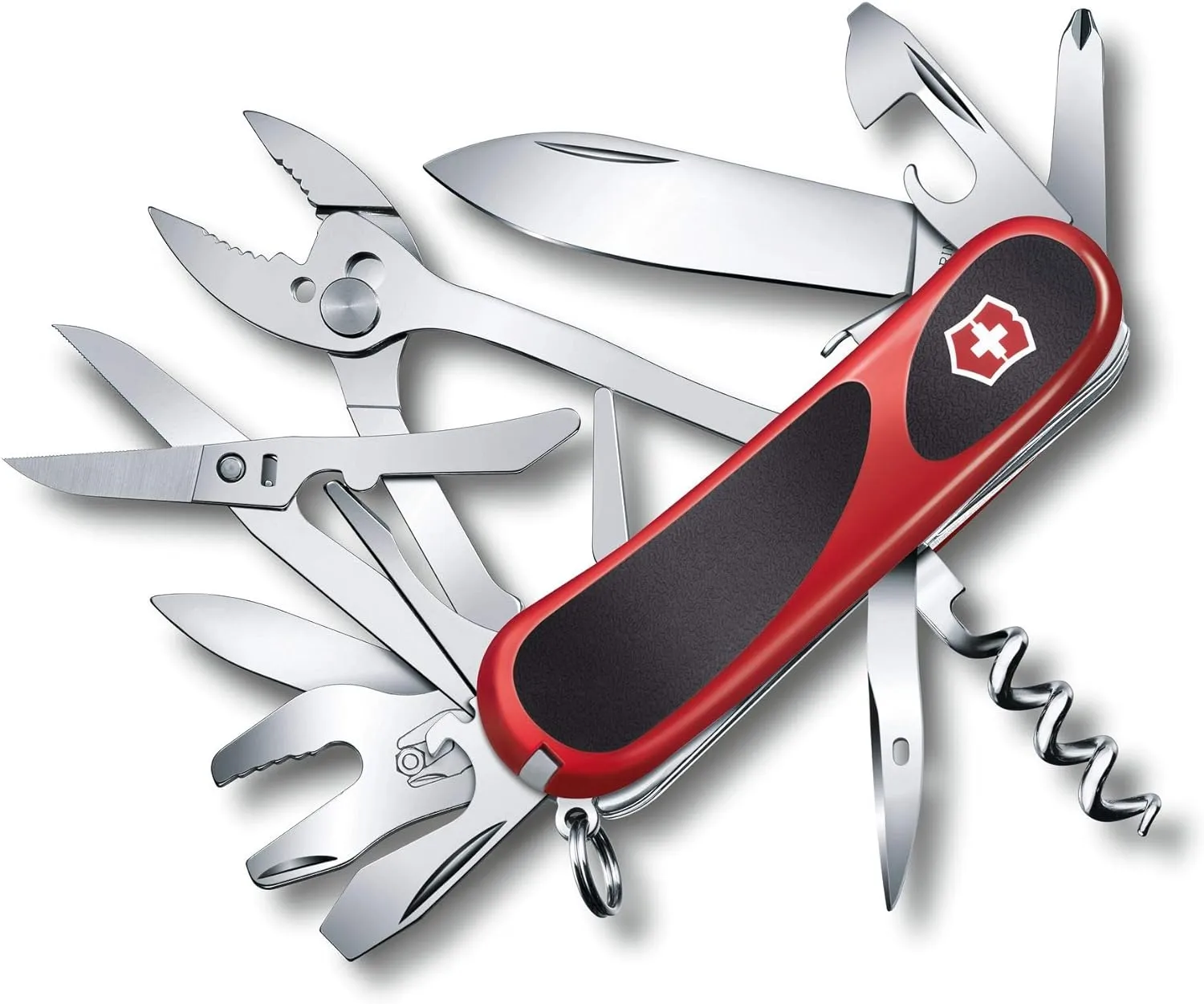 Victorinox Evolution S557 Grip Swiss Army Knife, 21 Functions, Swiss Made Pocket Knife with Large Blade, Screwdriver and Wire Stripper - Red/Black