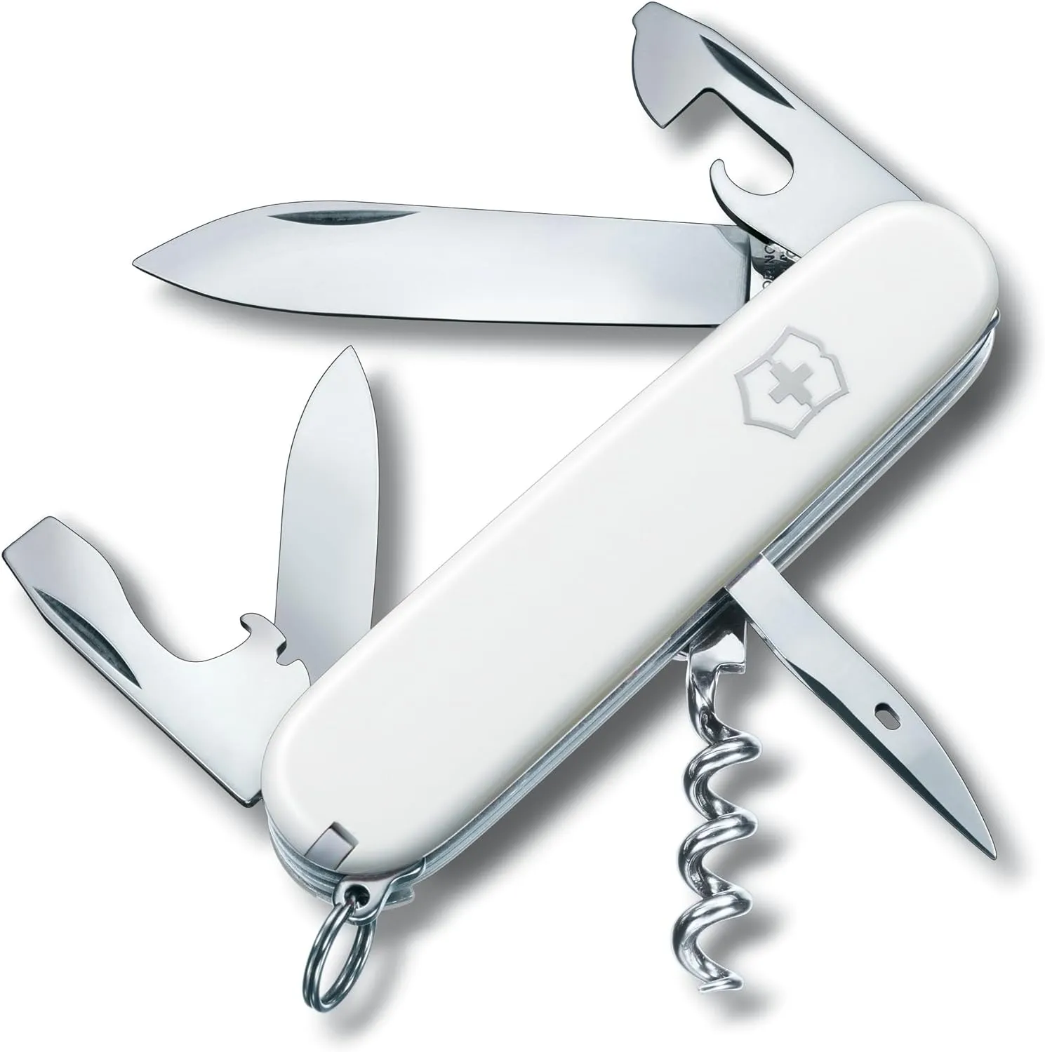 Victorinox Spartan Swiss Army Knife, 12 Functions, Swiss Made Pocket Knife with Corkscrew, Can Opener and Screwdriver - White