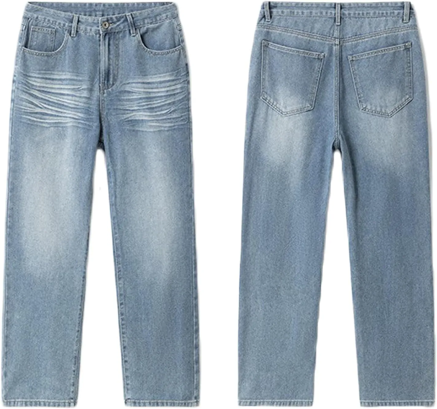 Vintage Baggy Jeans for Men 90s Mid Rise Loose Fit Straight Leg Hip Hop Y2k Skater Denim Trousers Streetwear
