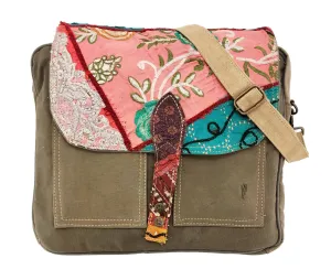 Vintage Fabric & Recycled Military Tent Messenger Bag