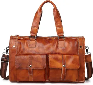 Vintage Leather Travel Messenger Office Crossbody Bag Laptop Briefcase Computer Satchel Bag for Men Women