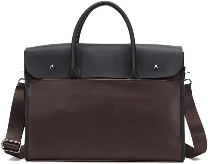 Vintage Style Men's Checkered Semi-Leather Briefcase, Messenger Bag,Cross Body Shoulder Bag 15.4x10.8x4.6 in
