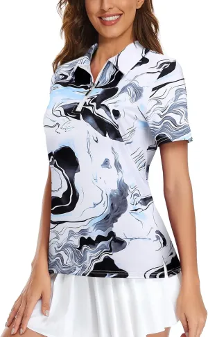 Viracy Womens Golf Shirt UPF50  Sun Protection Short Sleeve 1/4 Zip Up Polo Workout Tops Fast Dry Fit Moisture Wicking