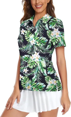 Viracy Womens Golf Shirt UPF50  Sun Protection Short Sleeve 1/4 Zip Up Polo Workout Tops Fast Dry Fit Moisture Wicking