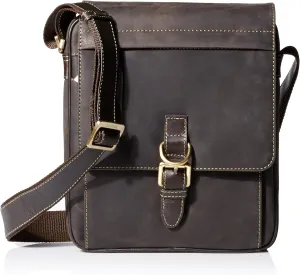 Visconti 16011 Distressed Leather Messenger Crossbody Bag with Front Buckle