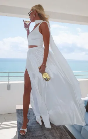 Vivianna Maxi Skirt ~ White Taffeta
