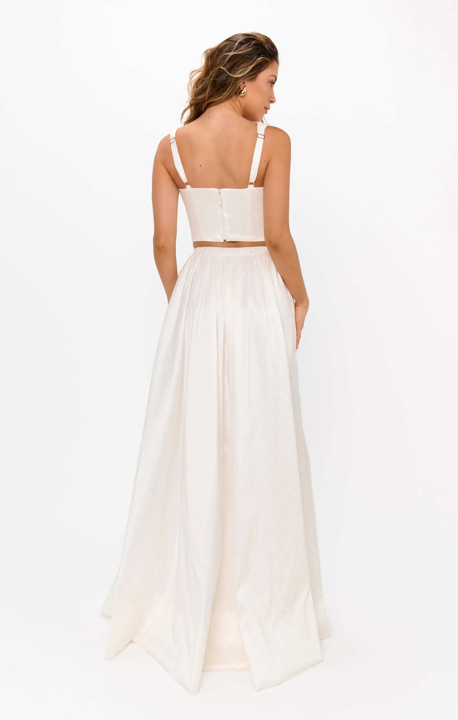 Vivianna Maxi Skirt ~ White Taffeta