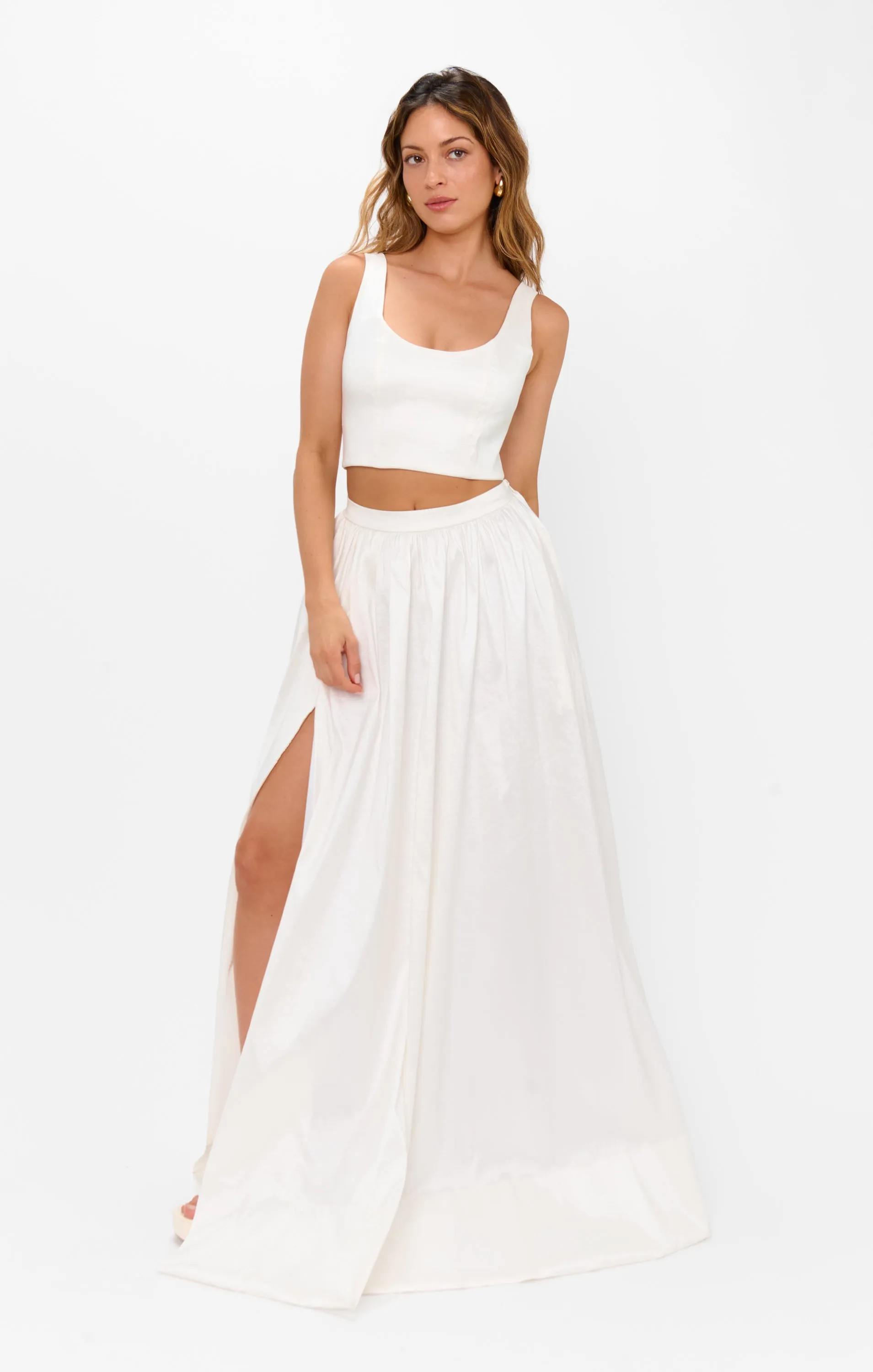 Vivianna Maxi Skirt ~ White Taffeta