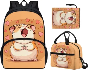 Voles Backpack and Lunch Bag Set for Boys 17 Inch Fashion School Bookbag for Children Recycle Leakproof Large Insulated Lunch Bag for Picnic Climbing Shopping