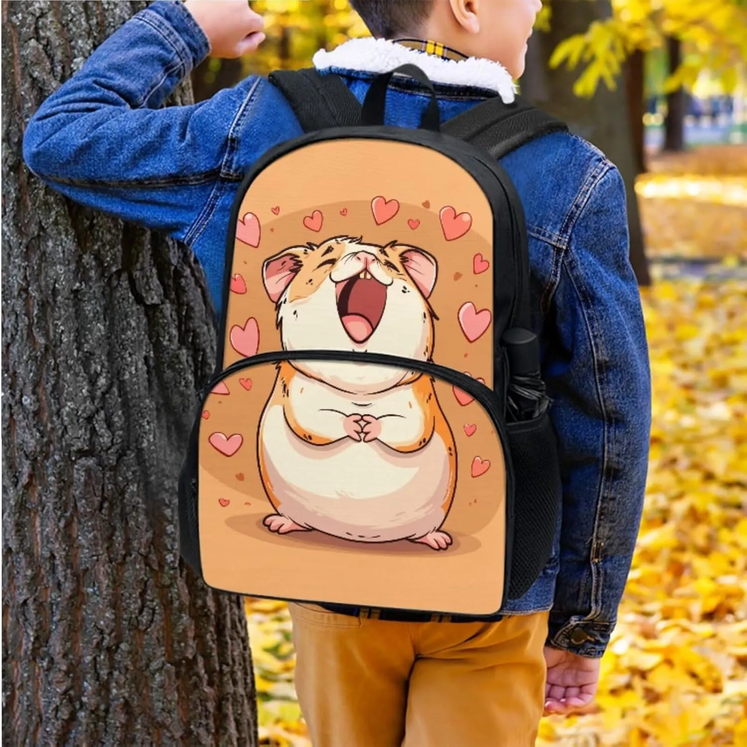 Voles Backpack and Lunch Bag Set for Boys 17 Inch Fashion School Bookbag for Children Recycle Leakproof Large Insulated Lunch Bag for Picnic Climbing Shopping