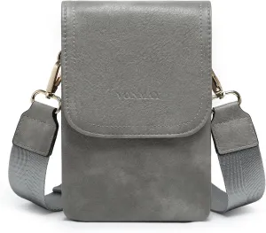 VONMAY Vegan Leather Small Crossbody Bags for Women, 3 Compartment Cell Phone Wallet Purses with Adjustable Guitar Strap