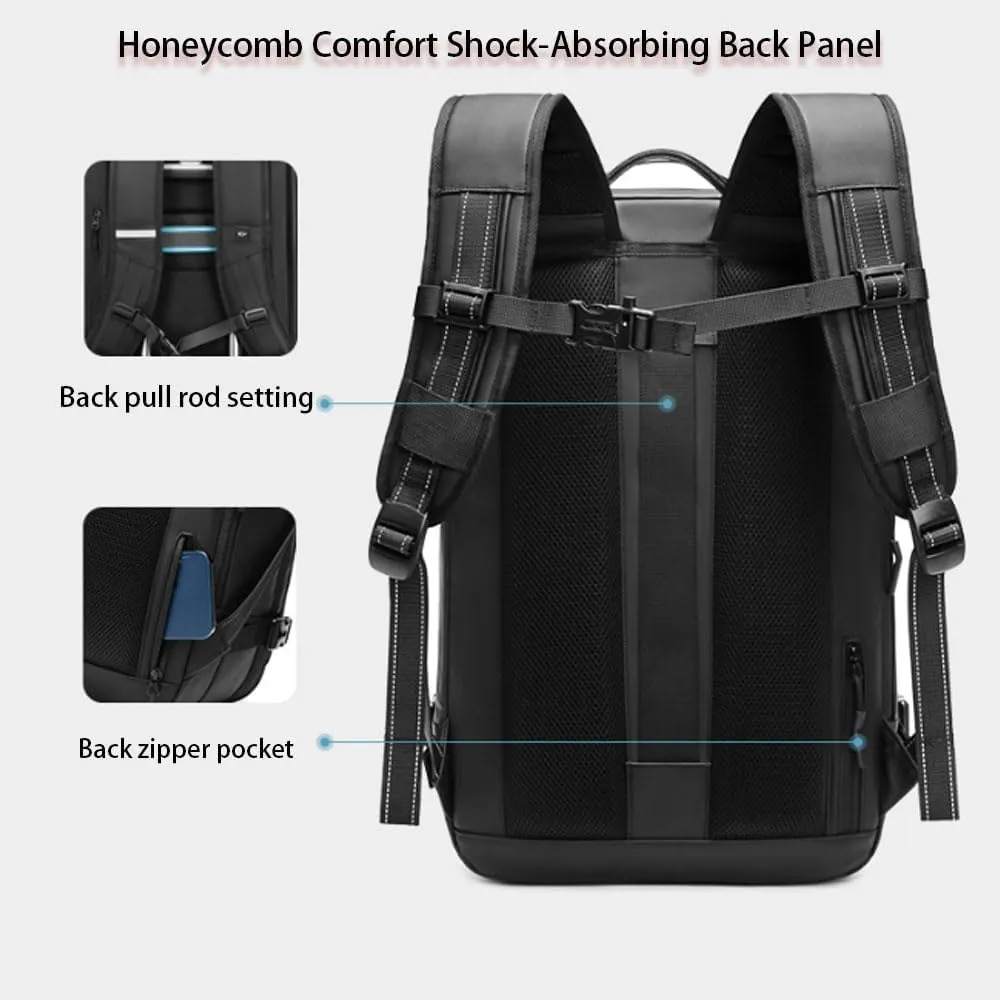 Voyagevac Backpack,Upgraded Expandable Waterproof Vacuum Bag, Anti-Theft Vacuum Backpack That Can Be Vacuumed with One Button (Black regular version)