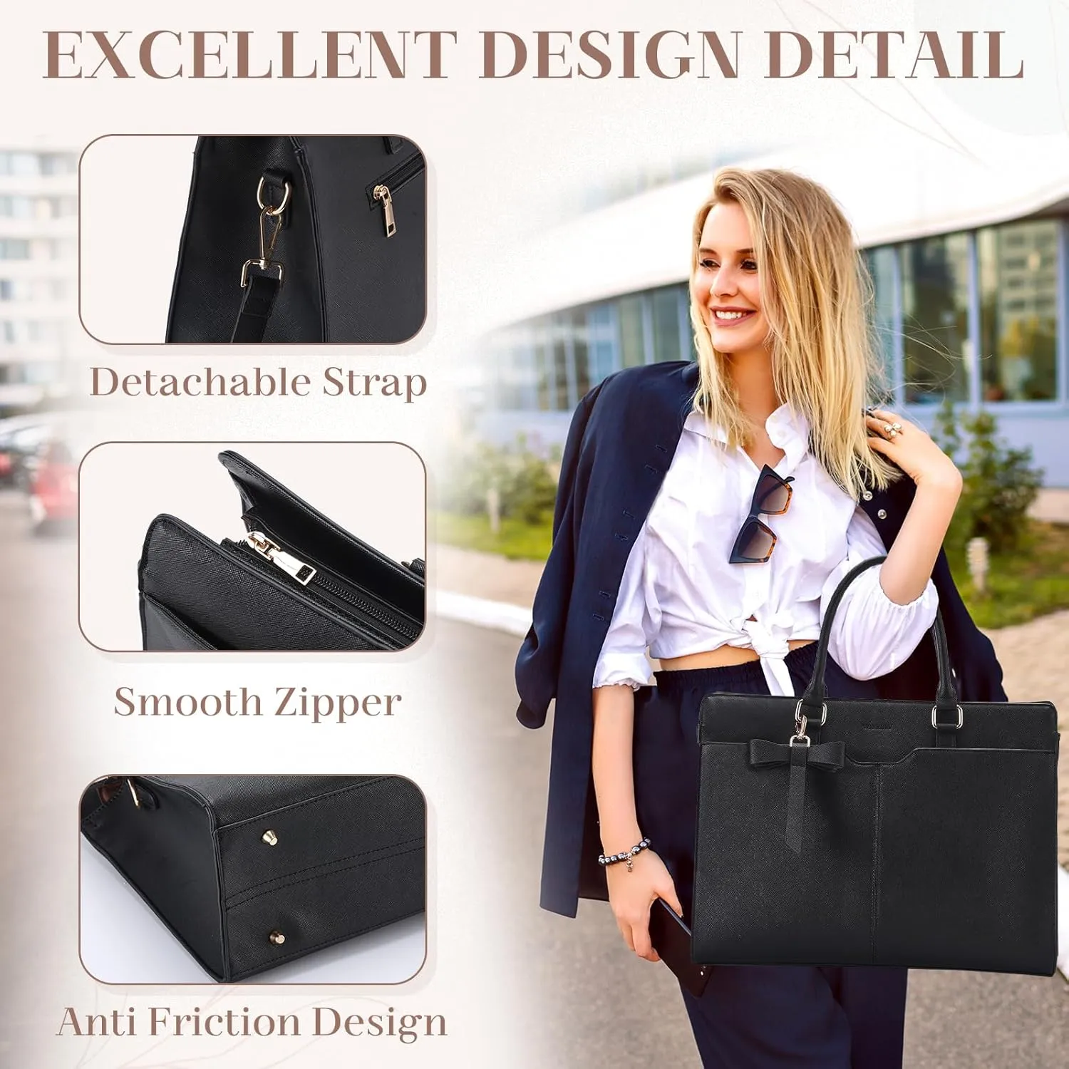 VX VONXURY Laptop Bag for Women Tote Bag for 15.6 inch Casual Handbag with Clutch Purse for Business Office Work