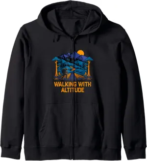 Walking with Altitude Camping Mountain Camper Summit Hiking Zip Hoodie