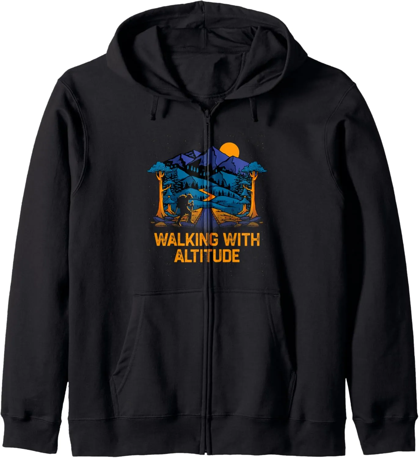 Walking with Altitude Camping Mountain Camper Summit Hiking Zip Hoodie