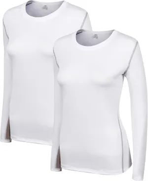 WANAYOU Women's 2-3 Pack Compression Shirt Long Sleeve Dry Fit Workout Tops Breathable Performance Running Athletic T-Shirt