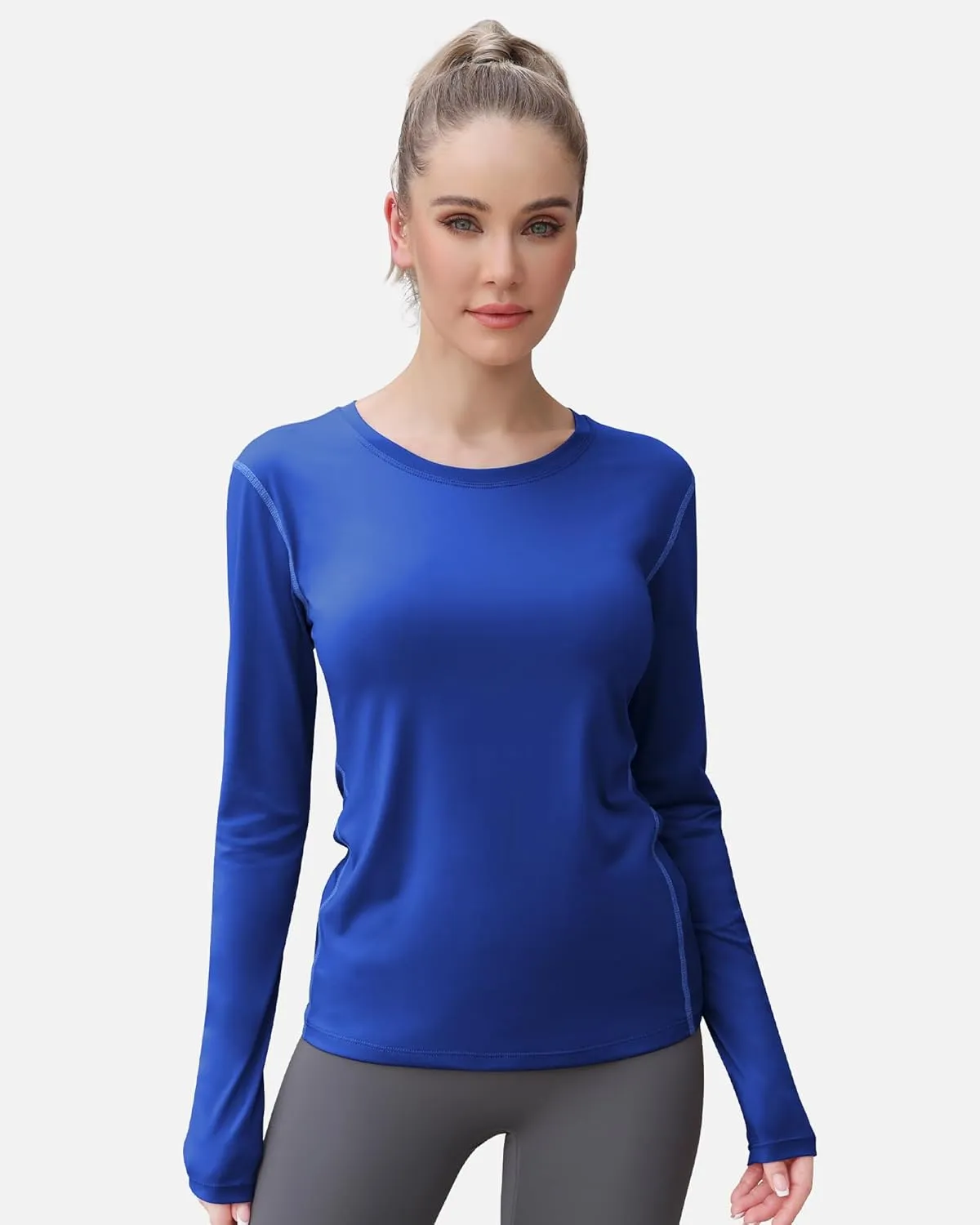 WANAYOU Women's 2-3 Pack Compression Shirt Long Sleeve Dry Fit Workout Tops Breathable Performance Running Athletic T-Shirt