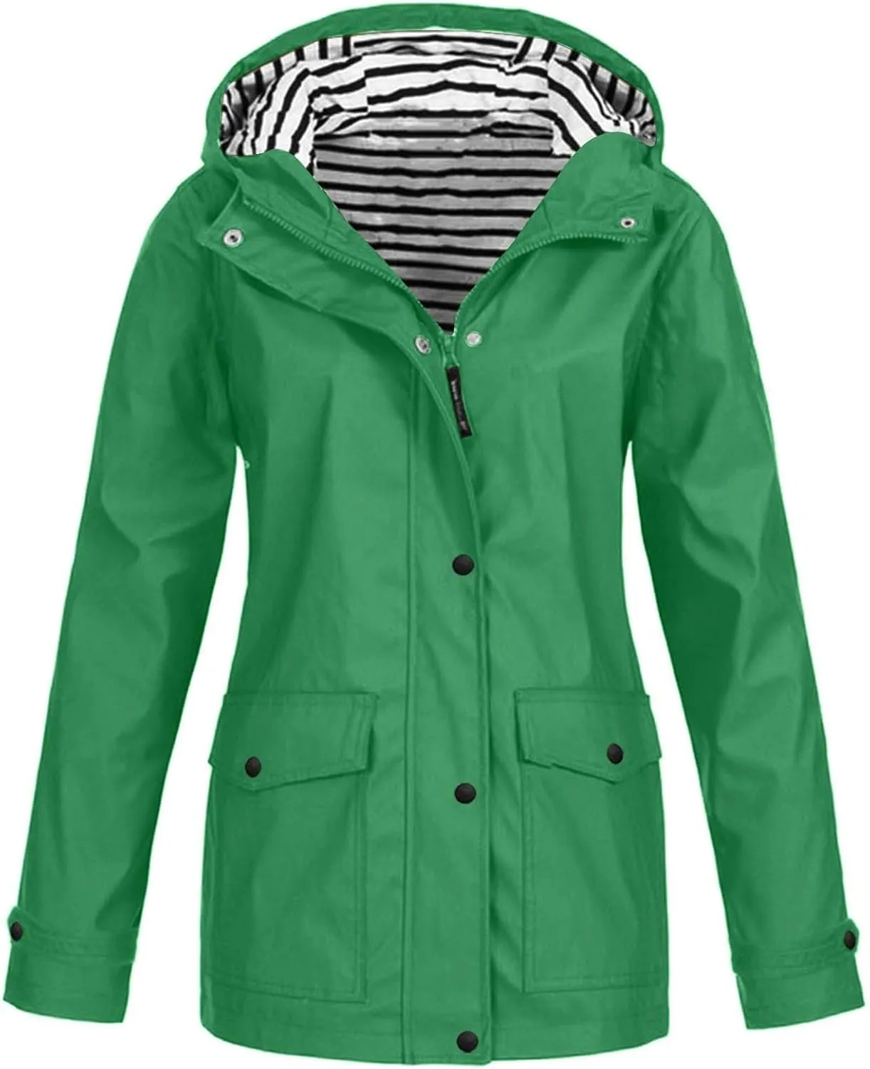 Waterproof Rain Jacket Hooded Solid Women Coat Rain Raincoat Women's Coat Long Sleeve Waterproof Coat Travel Jackets