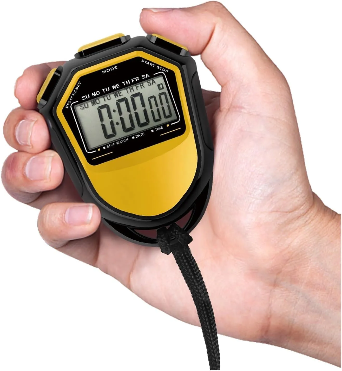 Waterproof Stopwatch Digital Handheld LCD Timer Chronographs Sports Counter with Strap for Swim Running Football Training(Red)