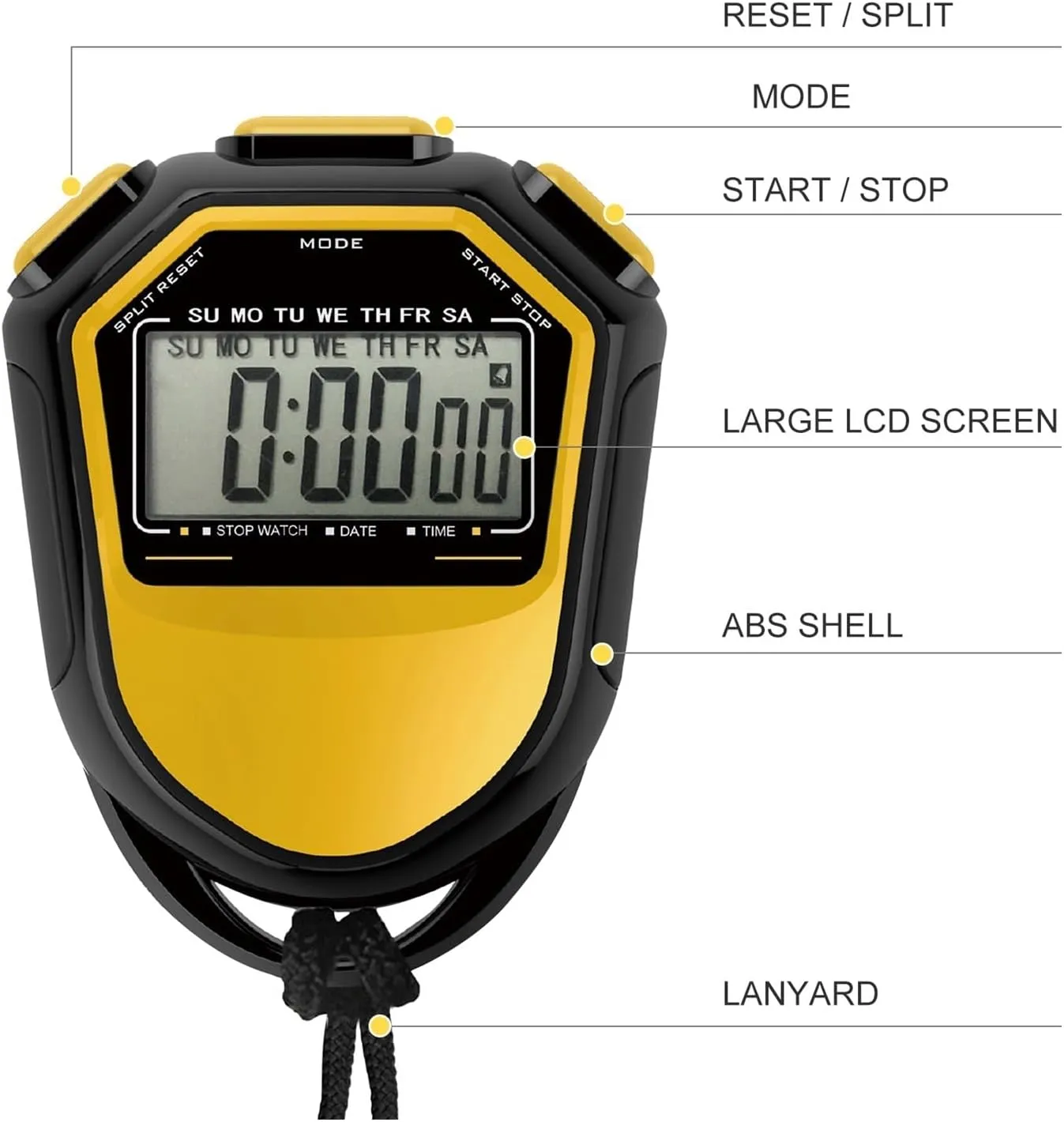 Waterproof Stopwatch Digital Handheld LCD Timer Chronographs Sports Counter with Strap for Swim Running Football Training(Red)
