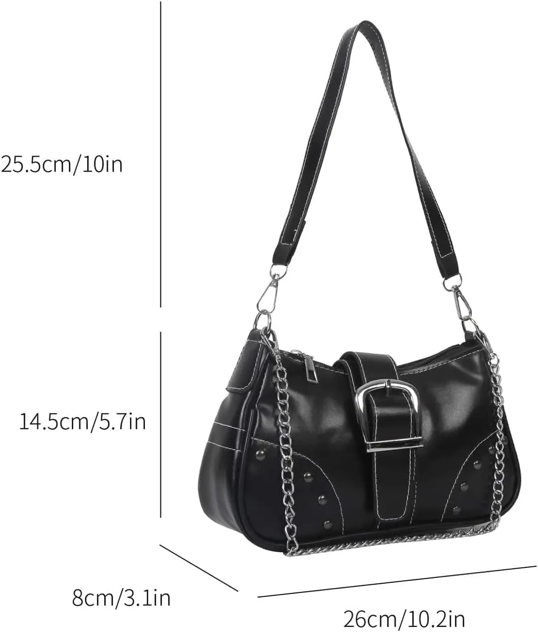 WDIRARA Chain Strap Shoulder Bag Handbag Clutch Purse with Zipper Closure