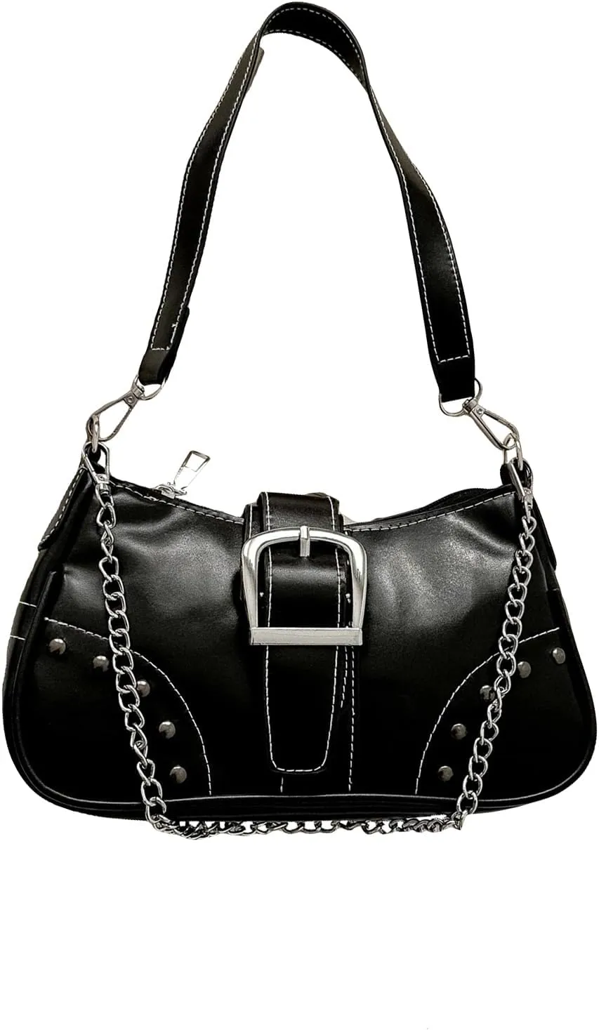 WDIRARA Chain Strap Shoulder Bag Handbag Clutch Purse with Zipper Closure